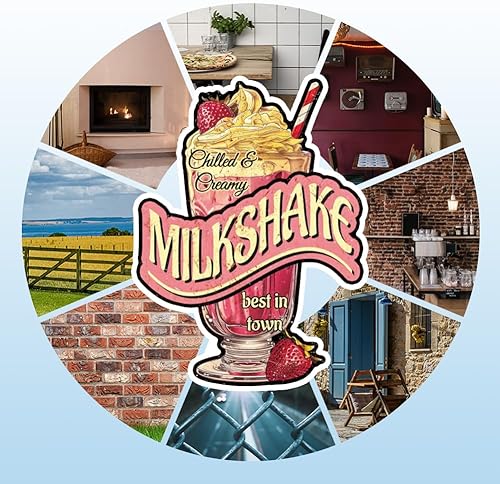 Miniatura 4 de GLOBLELAND Milkshake - Letrero de metal de lata de 7.87 x 10.63 pulgadas con texto en inglés "Chilled Creamy Milkshake Best in Town", letrero de