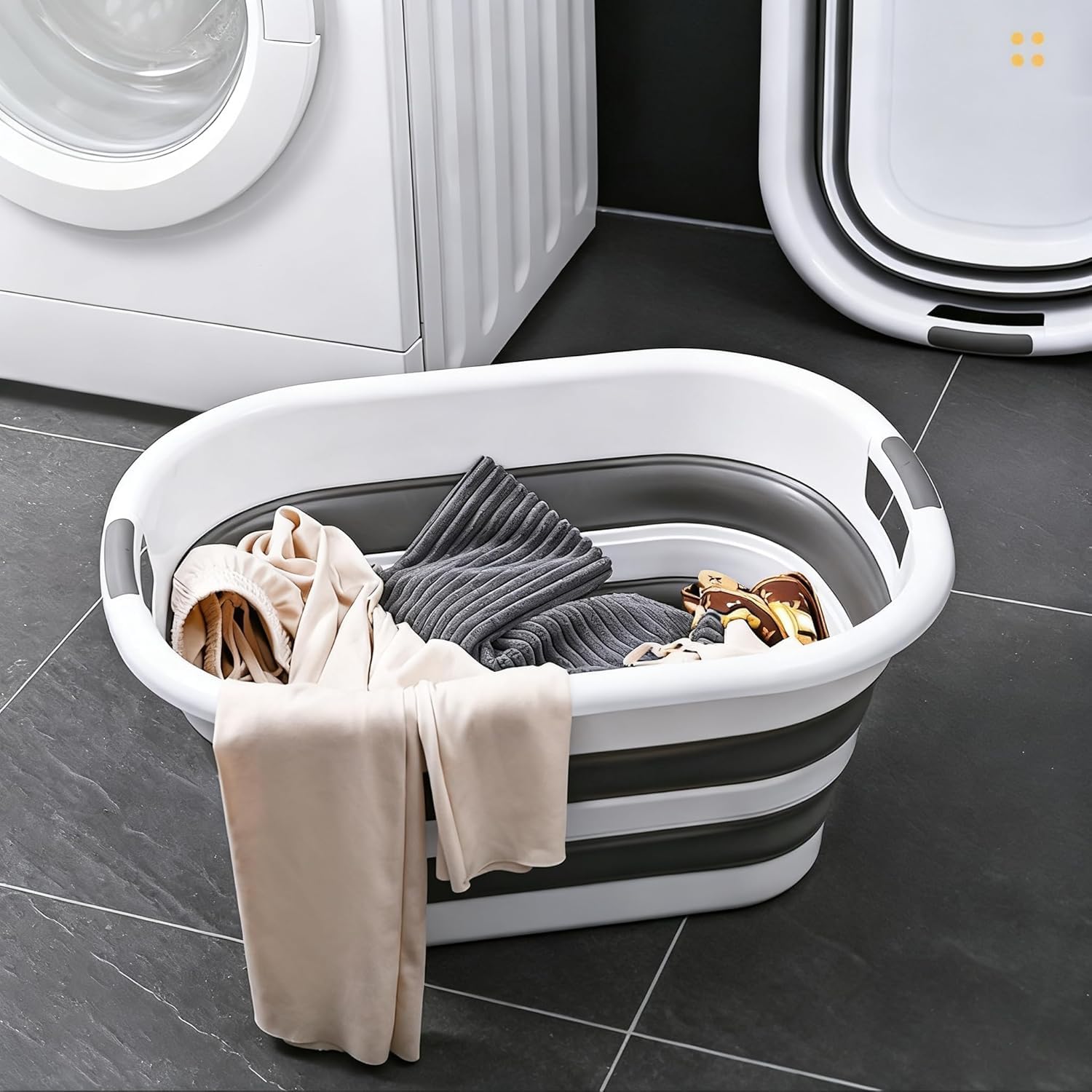 Haustierbadewanne mit hoher Kapazität Klappkorb Babybad Waschschrank stylisch Camping Auto waschen Fußbad Angeln Multifunktional.Faltbarer Wäschekorb, Zusammenklappbarer Aufbewahrungskorbl (40L)