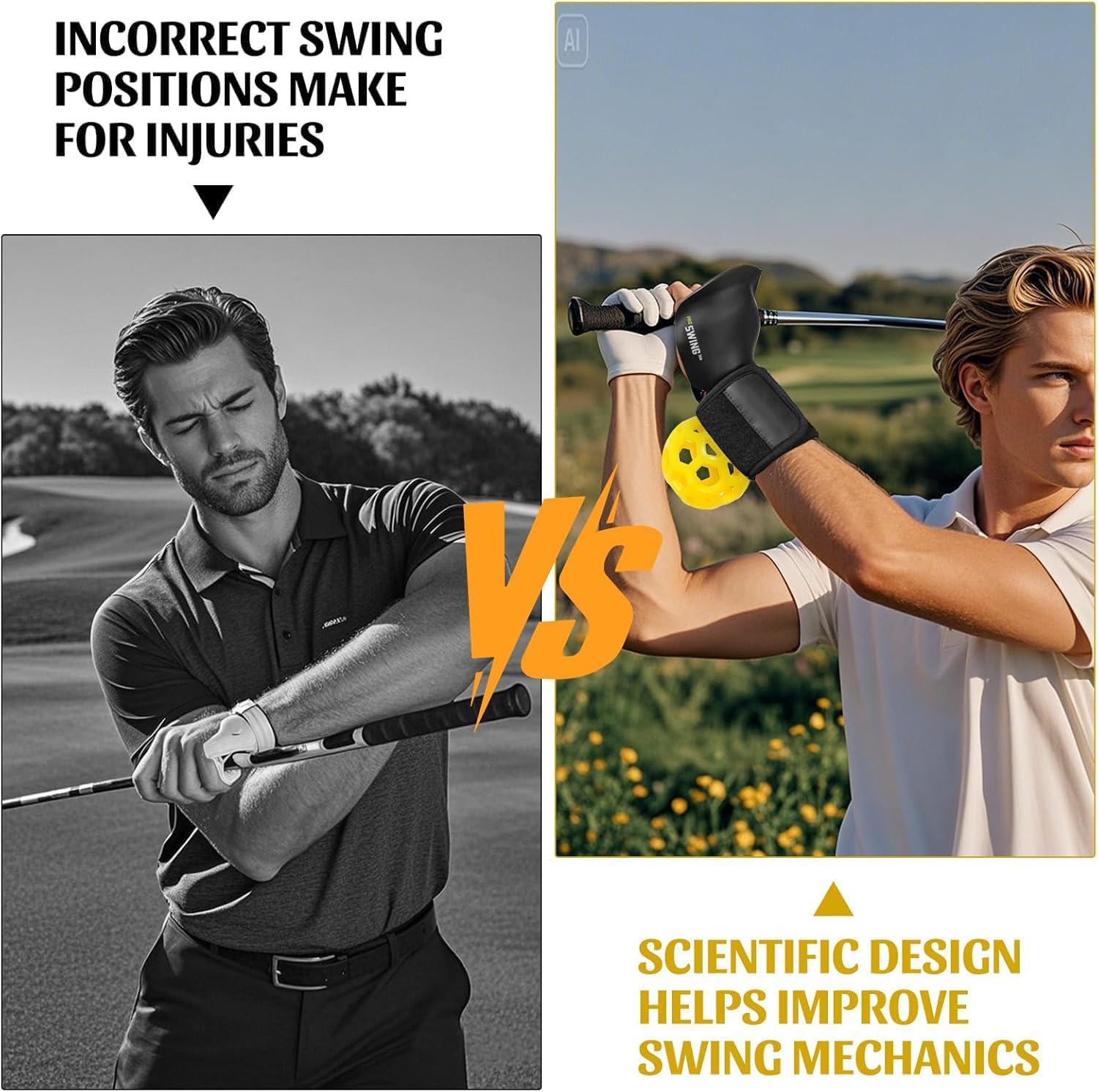 HoldOneLight Golf-Schwung-Trainer, Golf-Trainingshilfe, Golf-Handgelenk-Trainingshilfe, Golf-Trainingshilfe, Golf-Schwung-Trainer, Essential Swing Posture Corrector für Anfänger (Green)