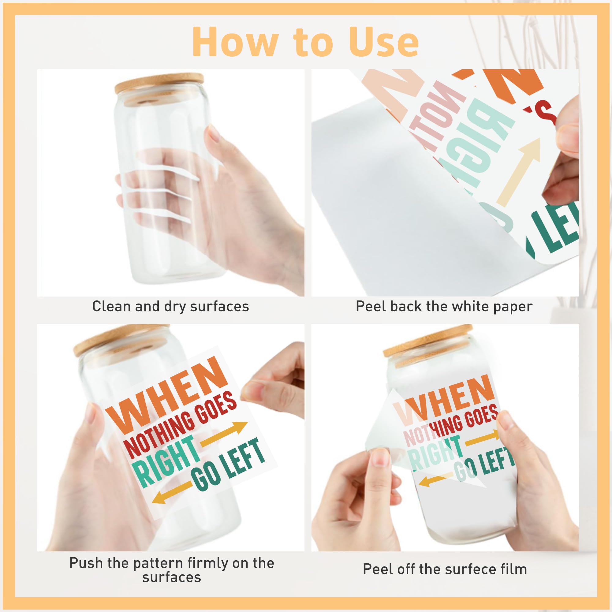 Lot De 5 Autocollants De Transfert étanches UV DTF Pour Tasses En