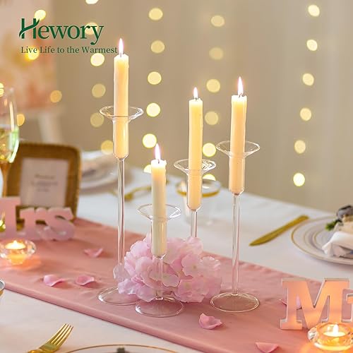 Miniatura 8 de Hewory Bobeches de vidrio para candelabros, 12 protectores de goteo de velas, anillos de vela para cónicos, atrapador de goteo de velas para