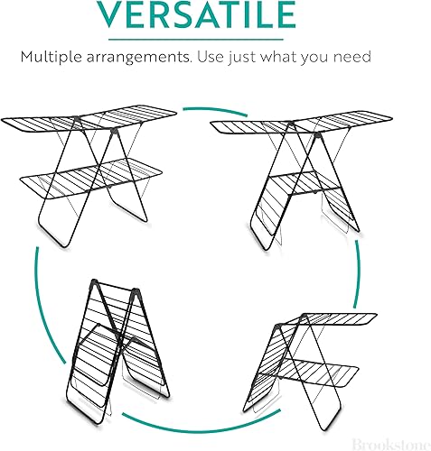 Miniatura 5 de Brookstone Estante plegable de 2 niveles - Soporte plegable para secadora de ropa para interiores y exteriores, estante para ropa o zapatos