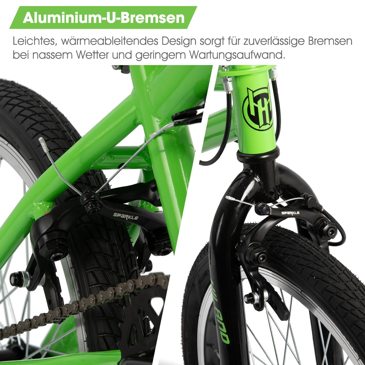 HILAND BMX Freestyle 20 Pulgadas para Niños y Niñas con Sistema de Rotor 360°, Bicicletas Freestyle para Infantil con 4 Pegs de Acero y Rueda Libre, Blanco/Rojo/Verde/Negro