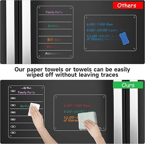 Miniatura 6 de Calendario acrílico transparente para nevera, planificador semanal de comidas, magnético de 9 x 13 pulgadas, pizarra de borrado en seco, calendario