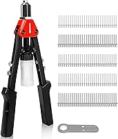 Vista 1 de HAUTMEC Pistola de remache 5 en 1 con 150 piezas de remaches, herramienta de remache de 13" con llave portátil y botella colectora de remaches