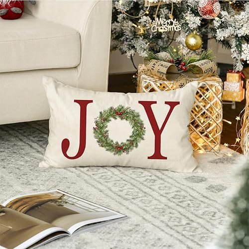 Miniatura 2 de RABUSOFA Fundas de almohada navideñas de 12 x 20 pulgadas, fundas de almohada decorativas de Navidad, fundas de cojín lumbar de Navidad con corona