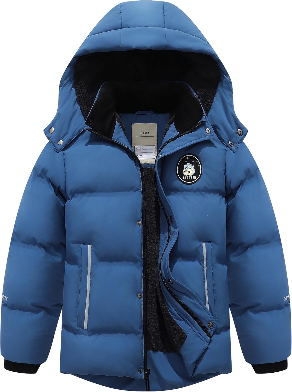 Kids Boy's Waterproof Puffer Cotton Jacket Warm Fleece Lined Down Coat Thick Hooded Winter Coat