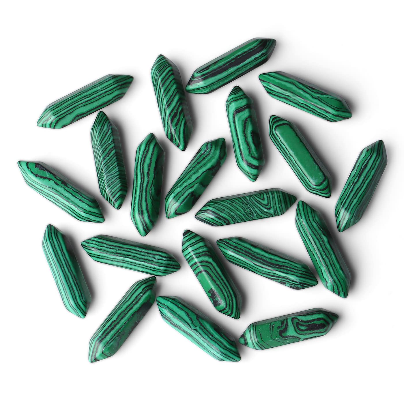 ZHIYUXI Malachite Crystals Set Malachite Stone Crystal Bulk | Healing Crystals Magic Pointed Hexagonal Crystal Wand Reiki Witchcraft Therapy Meditation Decor Accessories Gifts... - Image 2
