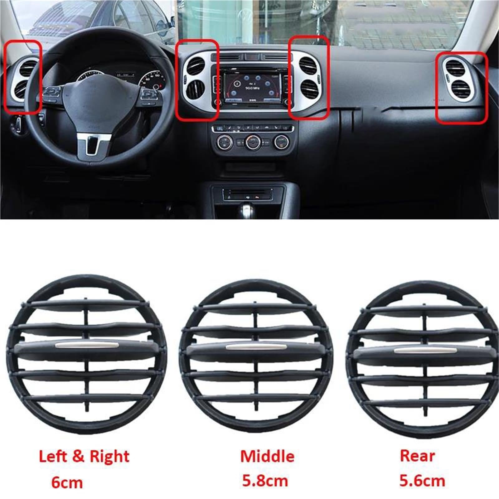 Bocchetta Aria Condizionata Per VW Per Tiguan 2009 2010 2011-2017 Bocchetta Di Uscita Dell'aria Condizionata Per Auto Cruscotto Raccordi Scorrevoli E Pieghevoli.