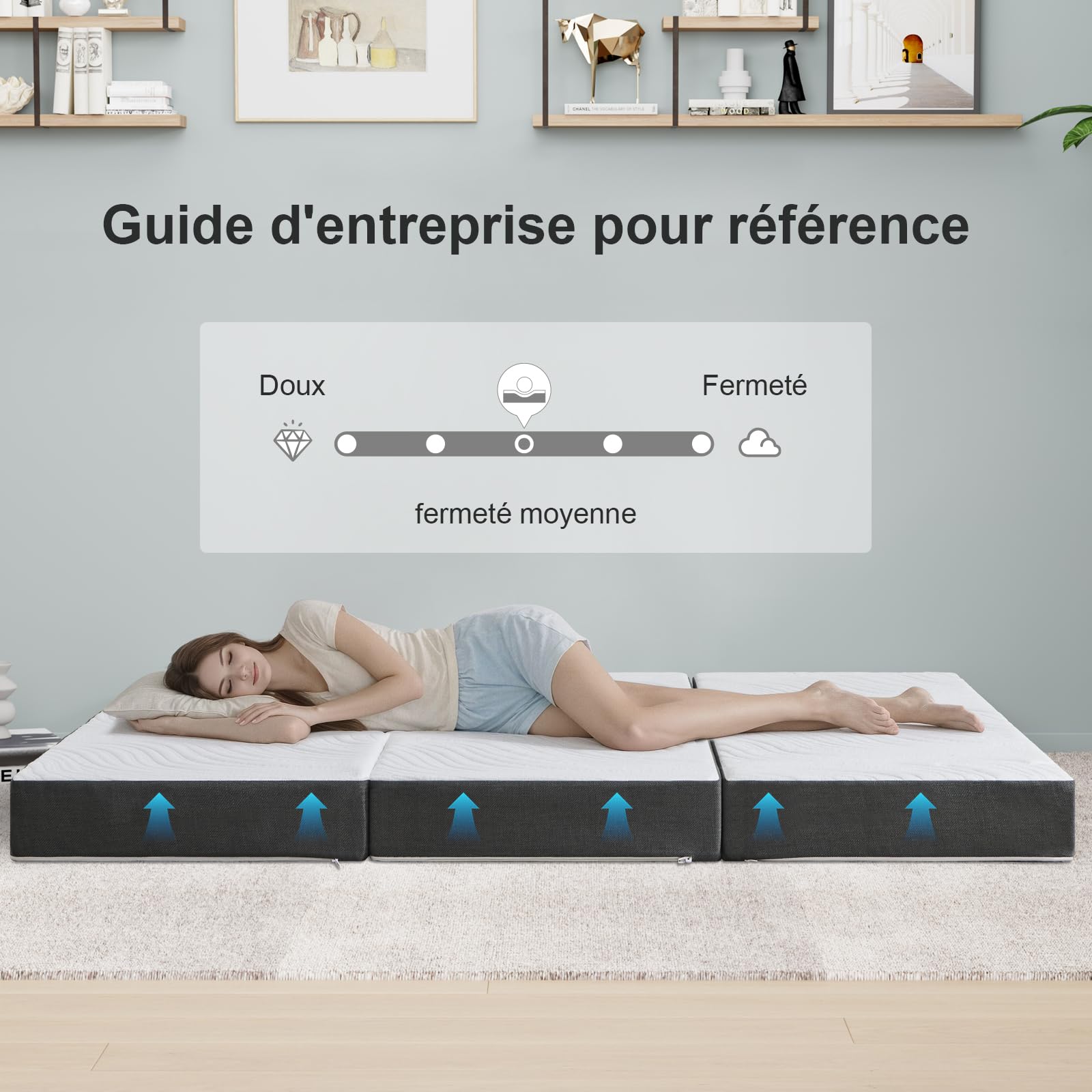 Twirest Matelas Pliant Matelas Mousse à Mémoire de Forme, Épaisse 10 cm,Idéal Camping ou Voyage, Matelas Pliable, pour Adulte, 2 Personnes (140 x 190 x 10 cm)