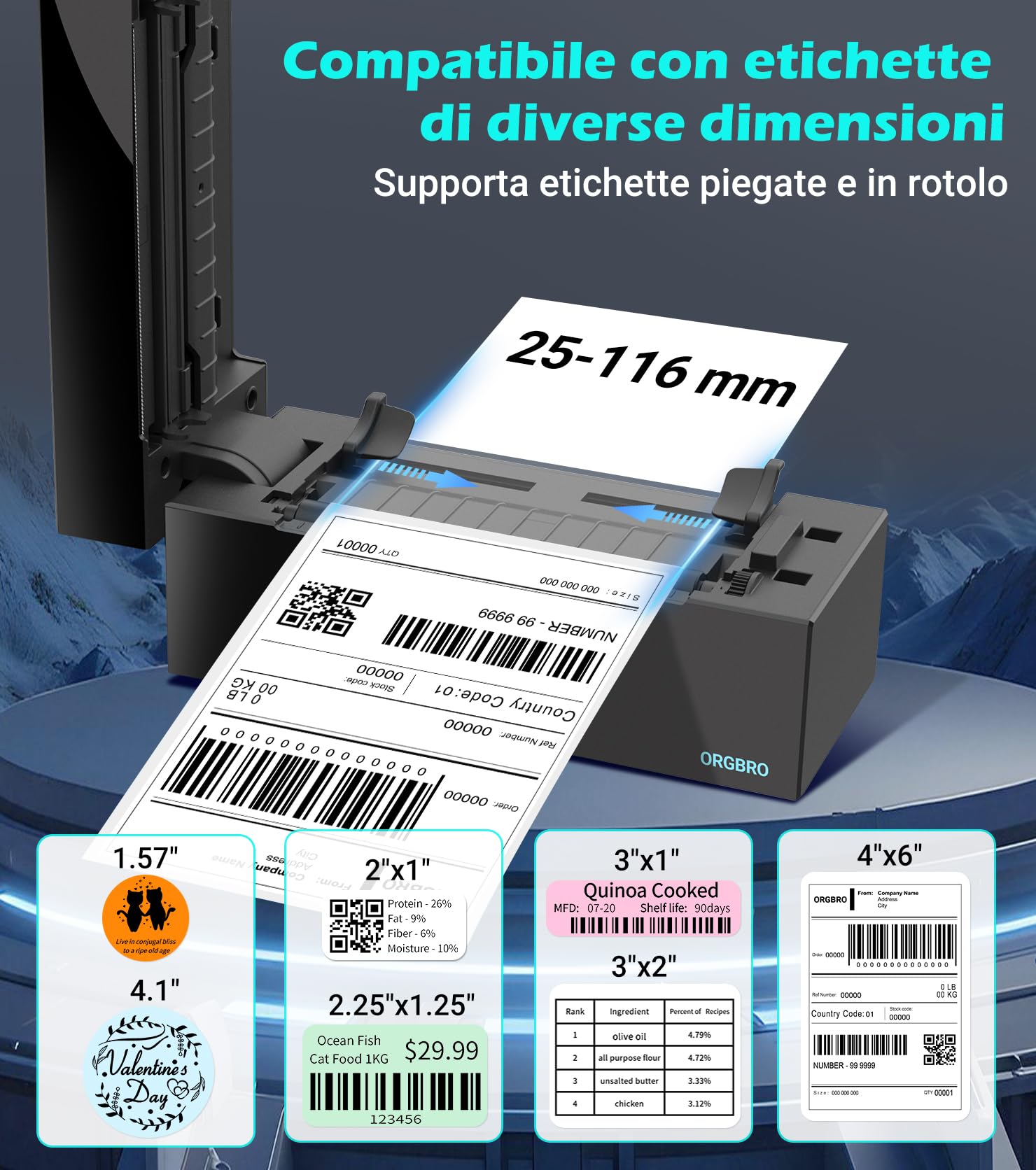 Stampante Etichette ORGBRO Z1 Plus Bluetooth 4x6 Termica per Spedizione, Compatibile Amazon eBay Shopify, Nero