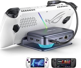 JSAUX Docking Station Compatible with Steam Deck ROG Ally Laptop, 10 in 1 Steam Deck Dock with 4K HDMI, 100W PD, USB 3.0, 1000Mbps LAN, SD/TF, Audio for MacBook/Lenovo/Dell/HP/Steam Deck/ROG Ally
