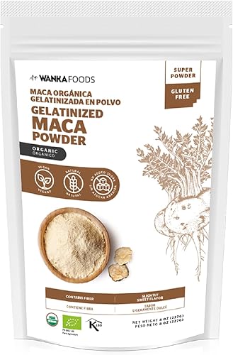 Polvo de maca gelatinizada orgánica, 8 oz o 8.01 oz, 1 bolsa, raíz de maca peruana. Vegano, USDA orgánico, sin OMG, sin gluten, apto para