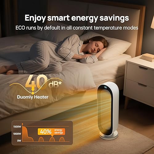 Miniatura 5 de Calentador de espacio para uso en interiores, calentadores eléctricos de 1500 W con oscilación de 100, temporizador de 1 a 12 horas, control remoto,