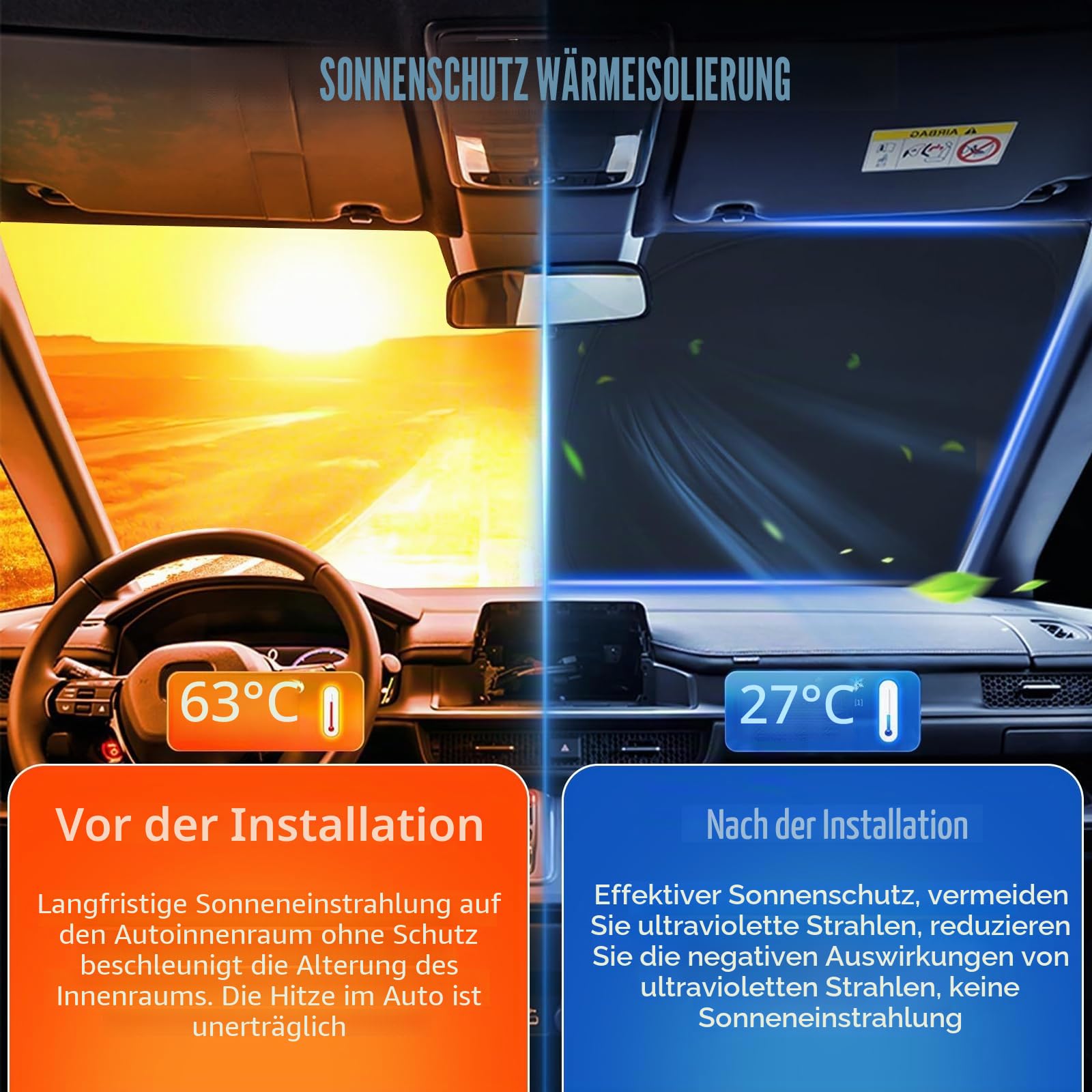 Auto Sonnenblende Ersatz für VW T5 T6 SWB, 8 STK Faltbarer Sonnenschutz | Auto Innenabdeckung Windschutzscheibenabdeckung um 99% UVR zu Blockieren und Ihr Fahrzeug Kühler zu Halten