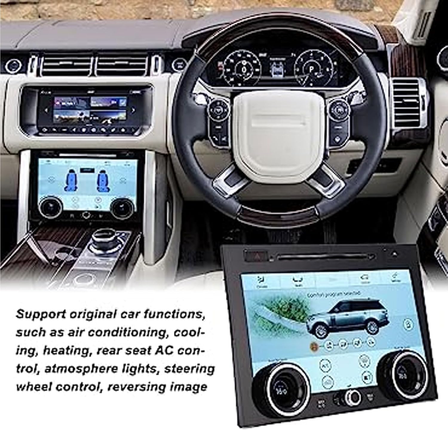 ASVEGE 10 pouces Panneau de contrôle de climatisation LCD à écran tactile pour Land Rover Range Rover Vogue L405 2013-2017, version améliorée avec guide d'installation