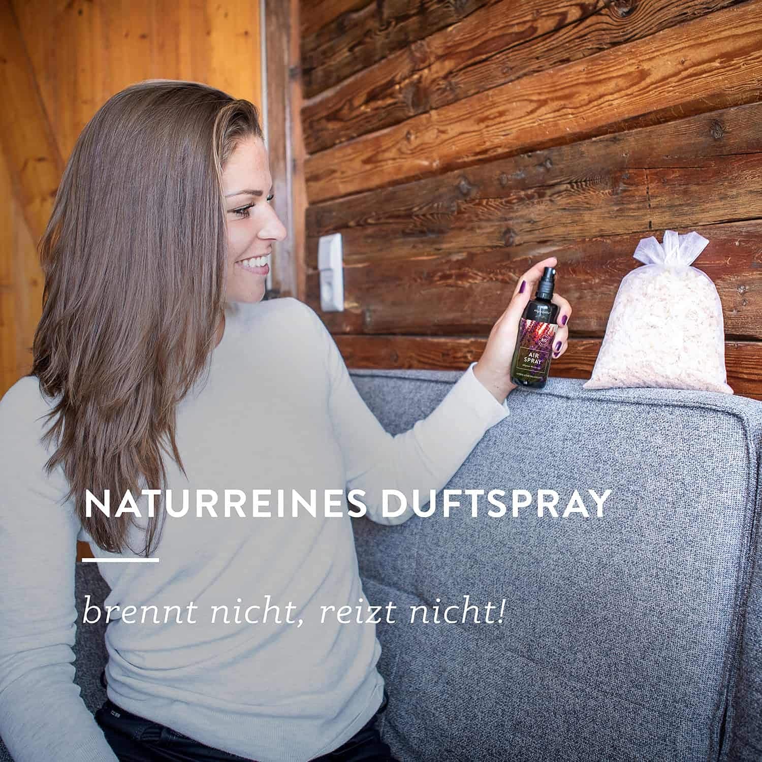 AllgäuQuelle® Bio Geschenk-Set Nachtruhe mit 100% Bio-Öle - 1x Bio-Airspray 100ml + 1x Bio-Badeöl 100ml Allgäuer Nachtruhe + 1x Bio-Duftsäckchen. Set mit Duftspray, Badeduft, Duft-Säckchen