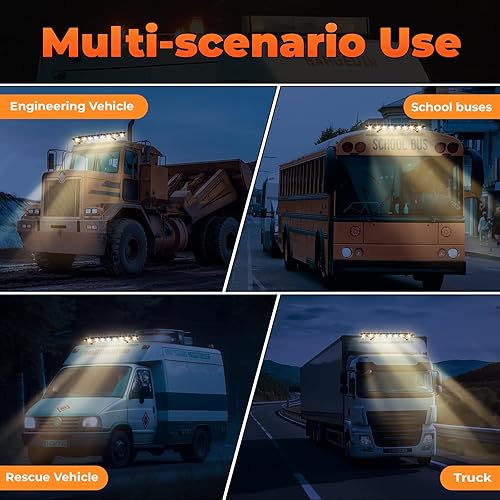 Miniatura 2 de Barra de luz de emergencia de 108 luces LED ámbar blanca intermitente de seguridad – 47 pulgadas de luz estroboscópica para camión de advertencia