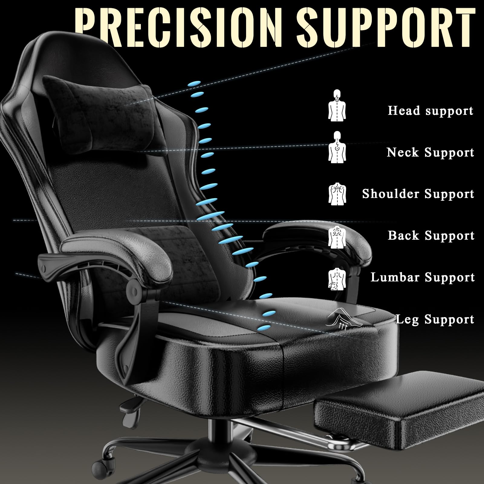 HOTOSYCH Chaise Gaming pour Adulte, Chaise de Bureau Ergonomique avec Dossier réglable, Fauteuil Gaming avec Appui-tête et Soutien Lombaire, Siege Gaming Rotatif avec Accoudoir (Noir et Violet HOTOSYCH Chaise Gaming pour Adulte, Chaise de Bureau Ergonomique avec Dossier réglable, Fauteuil Gaming avec Appui-tête et Soutien Lombaire, Siege Gaming Rotatif avec Accoudoir (Noir et Violet