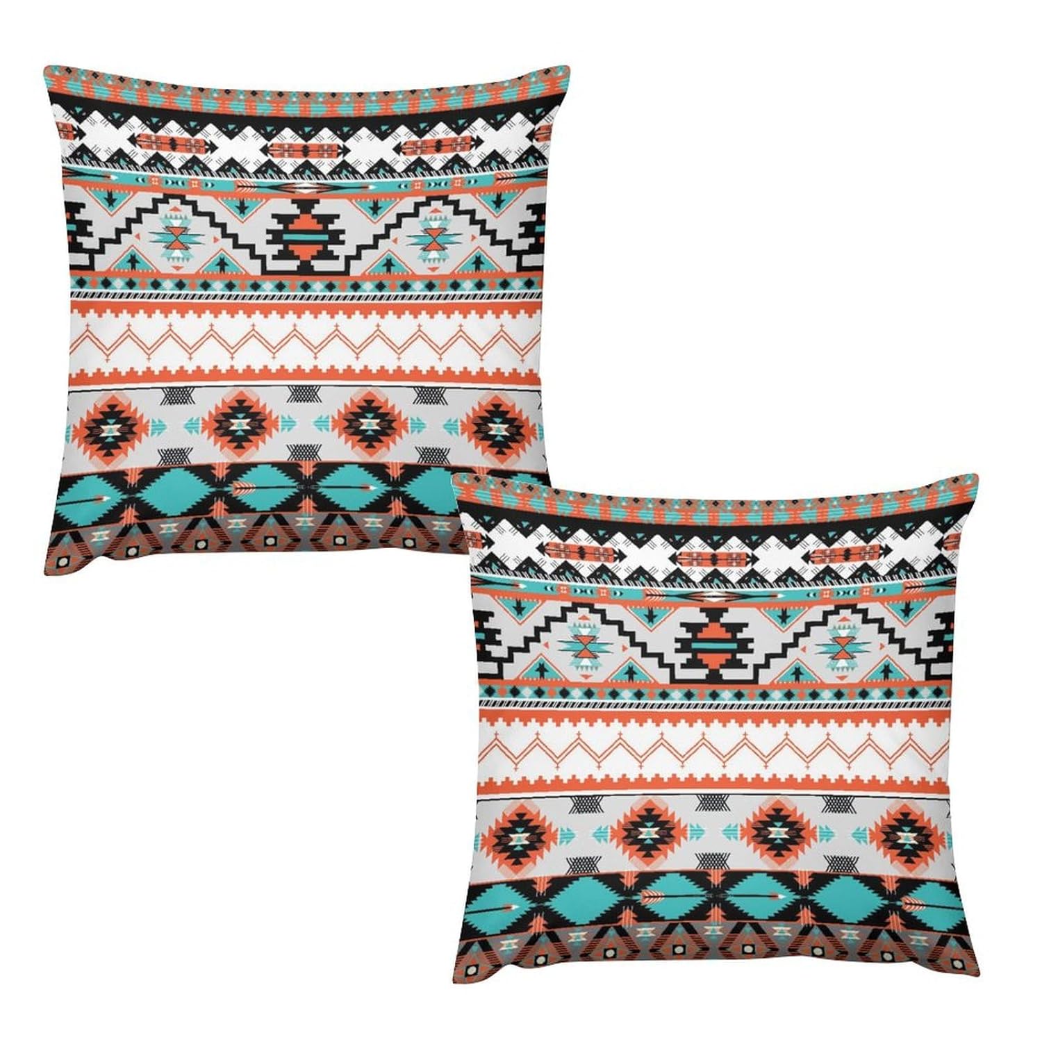 Yoakiet Aztec Pillow Covers Boho Colourful Vintage Traditional Abstract Geometric Aztec Texture Pillow Covers with Hidden Zipper Set