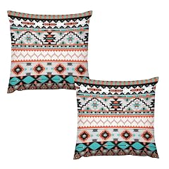 Yoakiet Aztec Pillow Covers Boho Colourful Vintage Traditional Abstract Geometric Aztec Texture Pillow Covers with Hidden Zipper Set