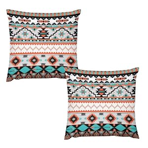 Yoakiet Aztec Pillow Covers Boho Colourful Vintage Traditional Abstract Geometric Aztec Texture Pillow Covers with Hidden Zipper Set