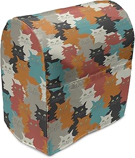 Ambesonne Kittens Stand Mixer Cover, Funny and Colorful Cats Messy Furry and Fluffy Whiskers Purr Cheerful Print, Kitchen Appliance Organizer Bag Cover with a Pocket, 6-8 Quarts, Multicolor