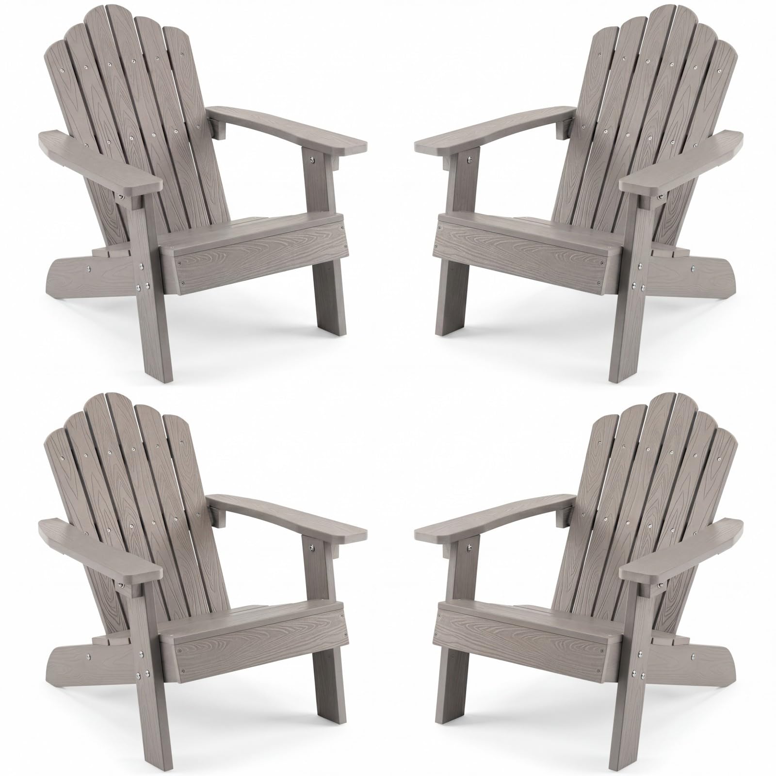 GIANTEX Kids Adirondack Chair, All-Weather HIPS Children's Outdoor Chair with Tilted High Backrest, Toddler Beach Chair for Garden Patio Backyard, Kids Lawn Chairs for Age 3-7 (4,Gray)