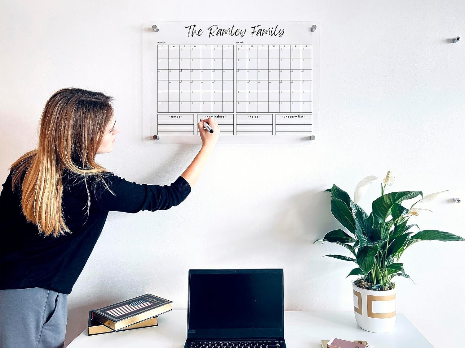 Double Month Family Calendar Two Months Personalized Calendar 2026, Horizontal Wall Calendar, Monthly and Weekly Planner Housewarming Gift