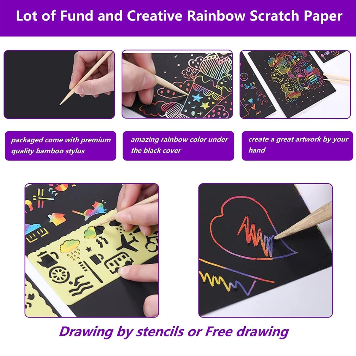 Rainbow Magic Scratch Paper Marspark Summer Scratch Art Kit - 24 ...