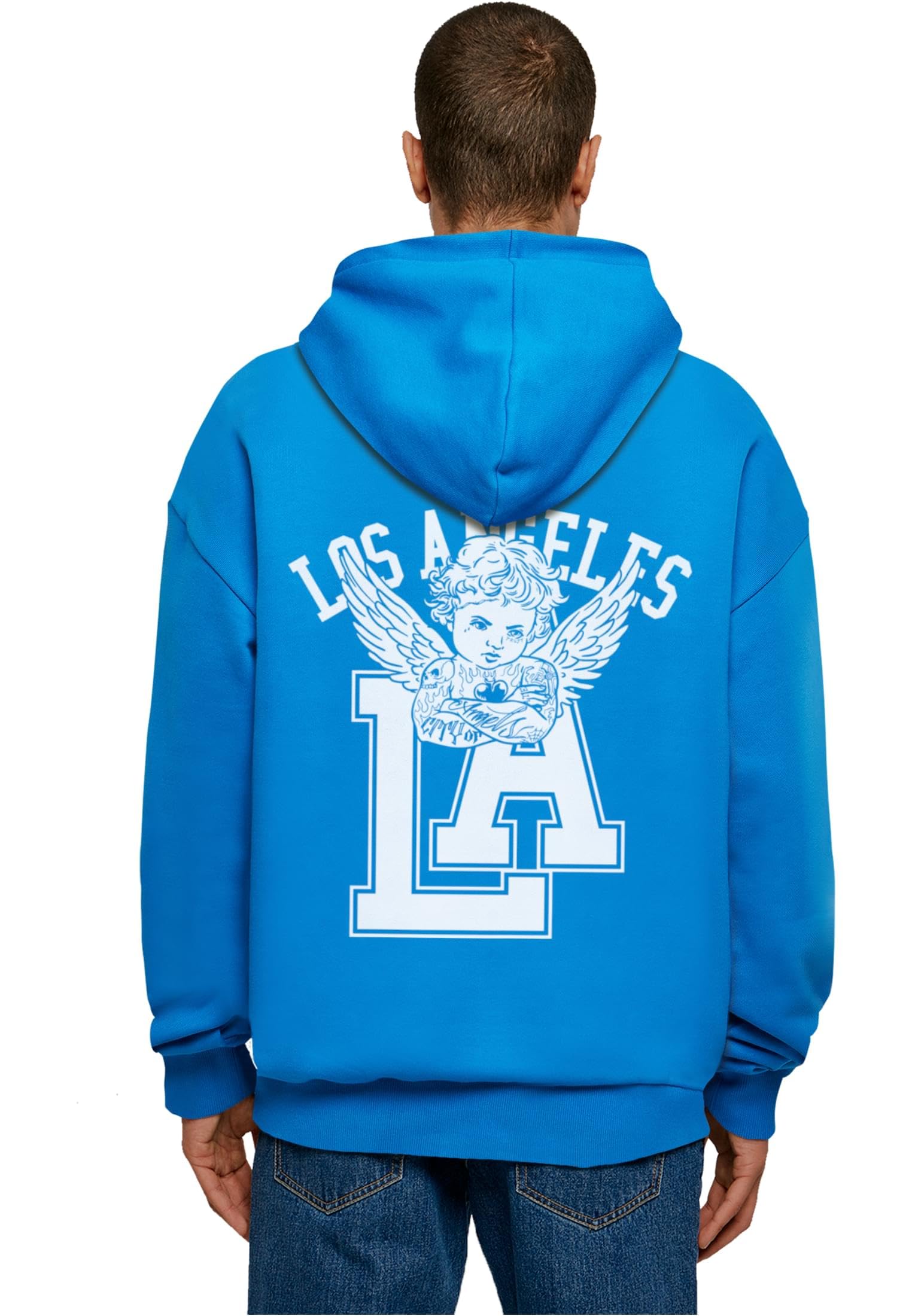 Mister Tee Męska bluza z kapturem LA Wings Heavy Cotton Box – Oversize Hoodie z bawełny w modnym stylu Streetwear z nadrukiem z przodu i z tyłu, na co dzień i w czasie wolnym