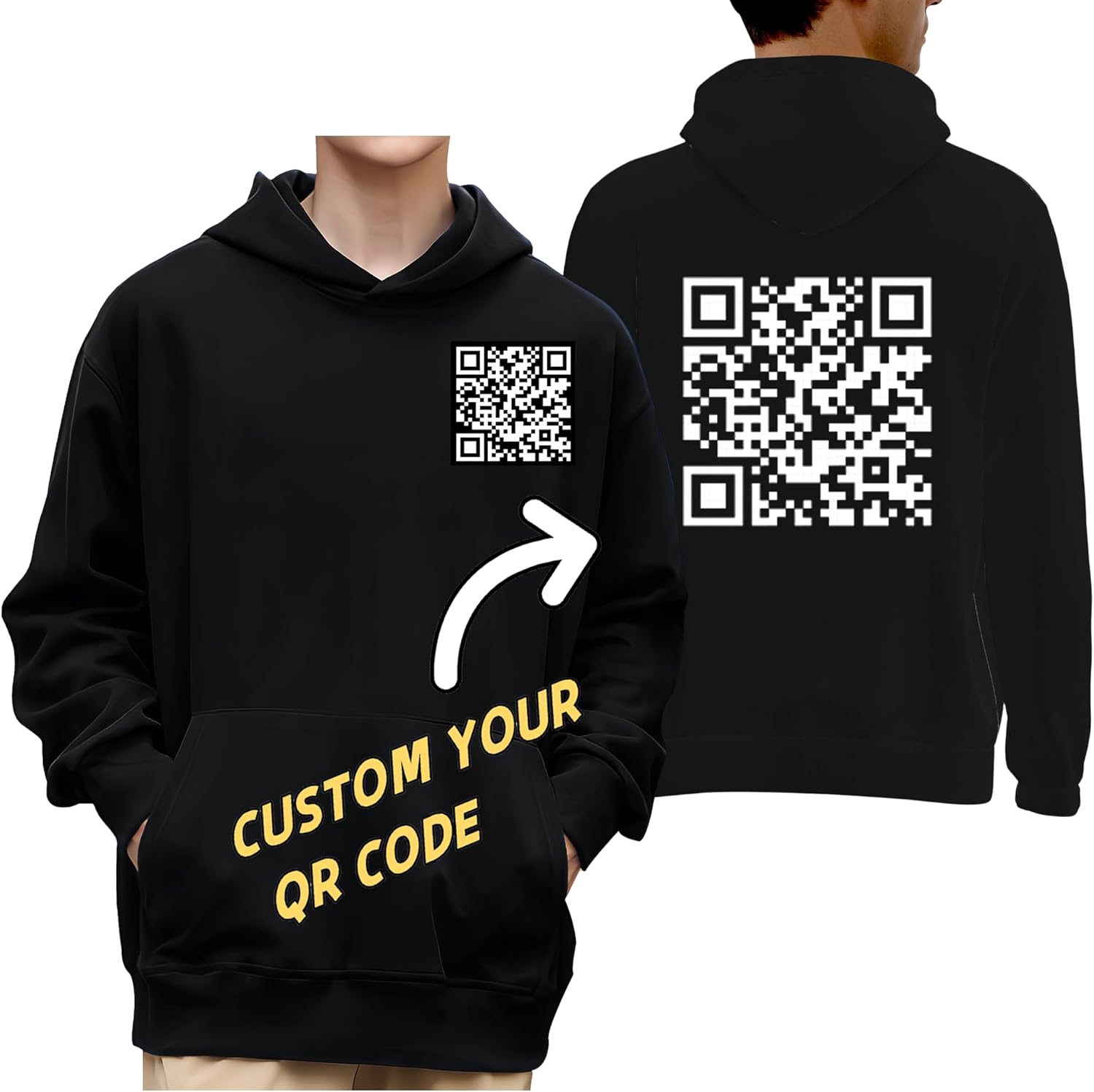 Amazon.com: Zopmopae Custom QR Code Hoodie, Personalized QR Code ...