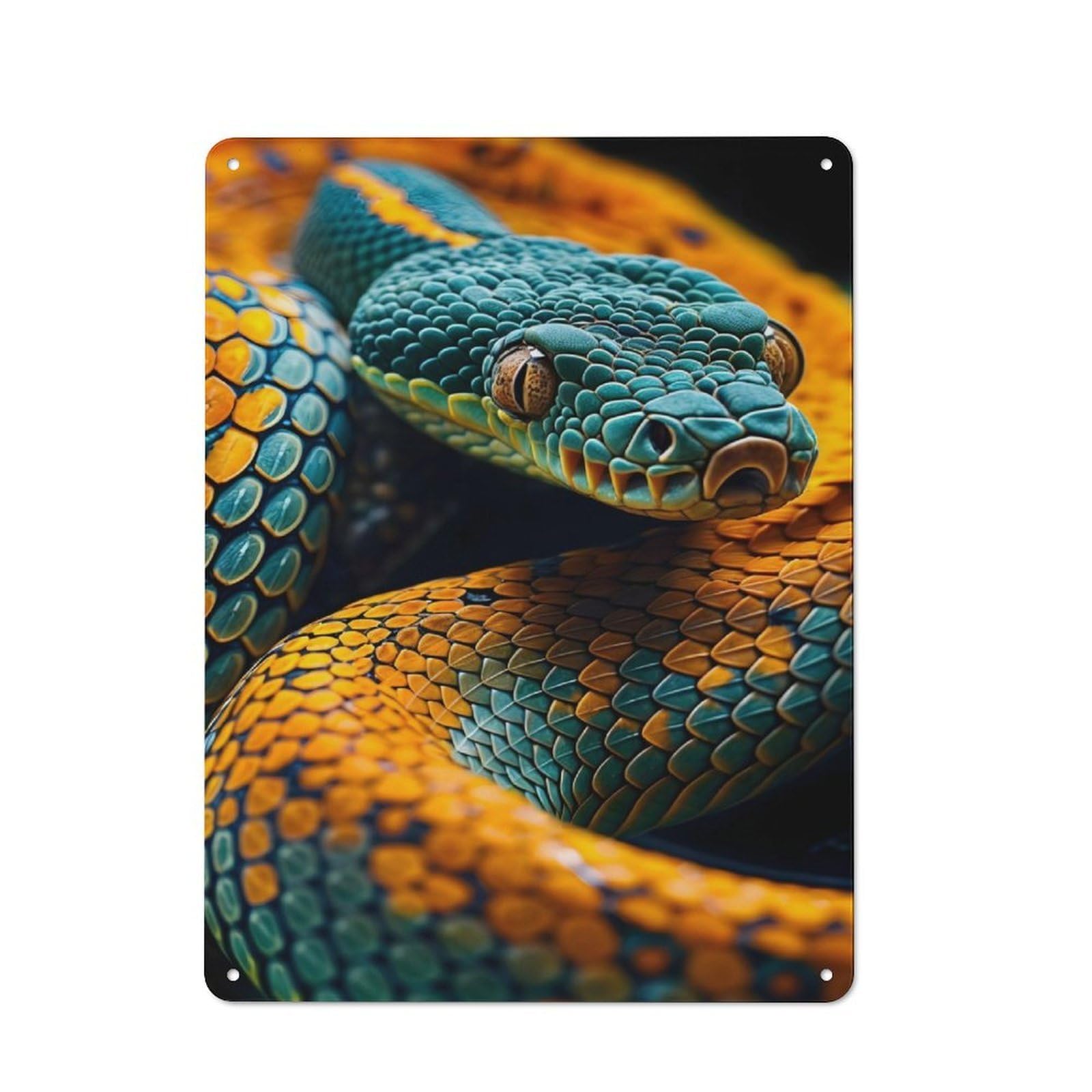 Junmoney Style Colorful Snake Skin Pattern Retro Tin Sign 40X30cm For Workshop Wall, For Collectors Of Retro Metal Wall Decor