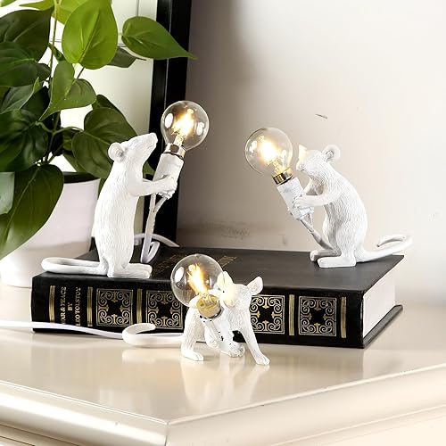 Miniatura 3 de Moderna lámpara de ratón de resina con luces de mesa, lámparas de escritorio creativas, decoración de regalo de mesita de noche, dormitorio LED,