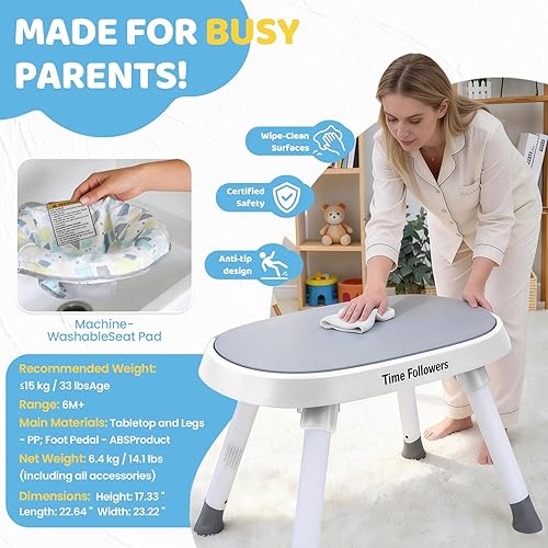 Miniatura 8 de Time Followers® 6 en 1 Centro de Actividad para Bebé Saltarines y Balancines Andador y Mesa de Juego Estacionaria de 4 Etapas para Niños