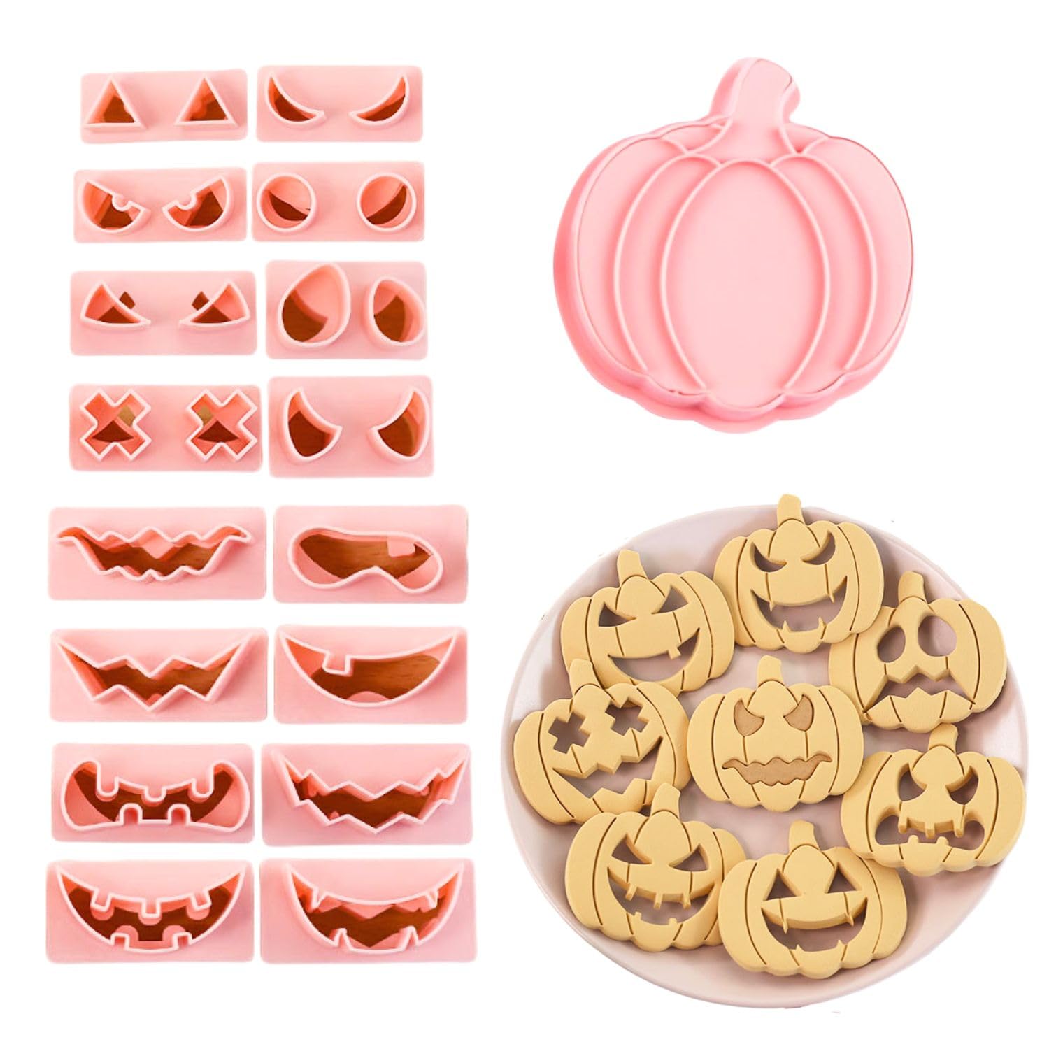 Emporte-pièces Halloween 3D lot de 10 moules citrouille plastique à poussoir