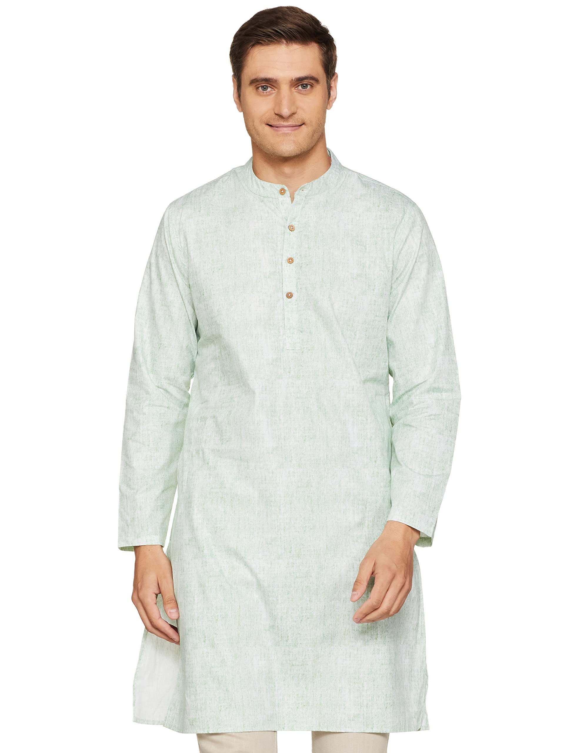 amazon brand - symbol Men's Solid Cotton Printed Long Kurta (Regular Fit)-picture-40