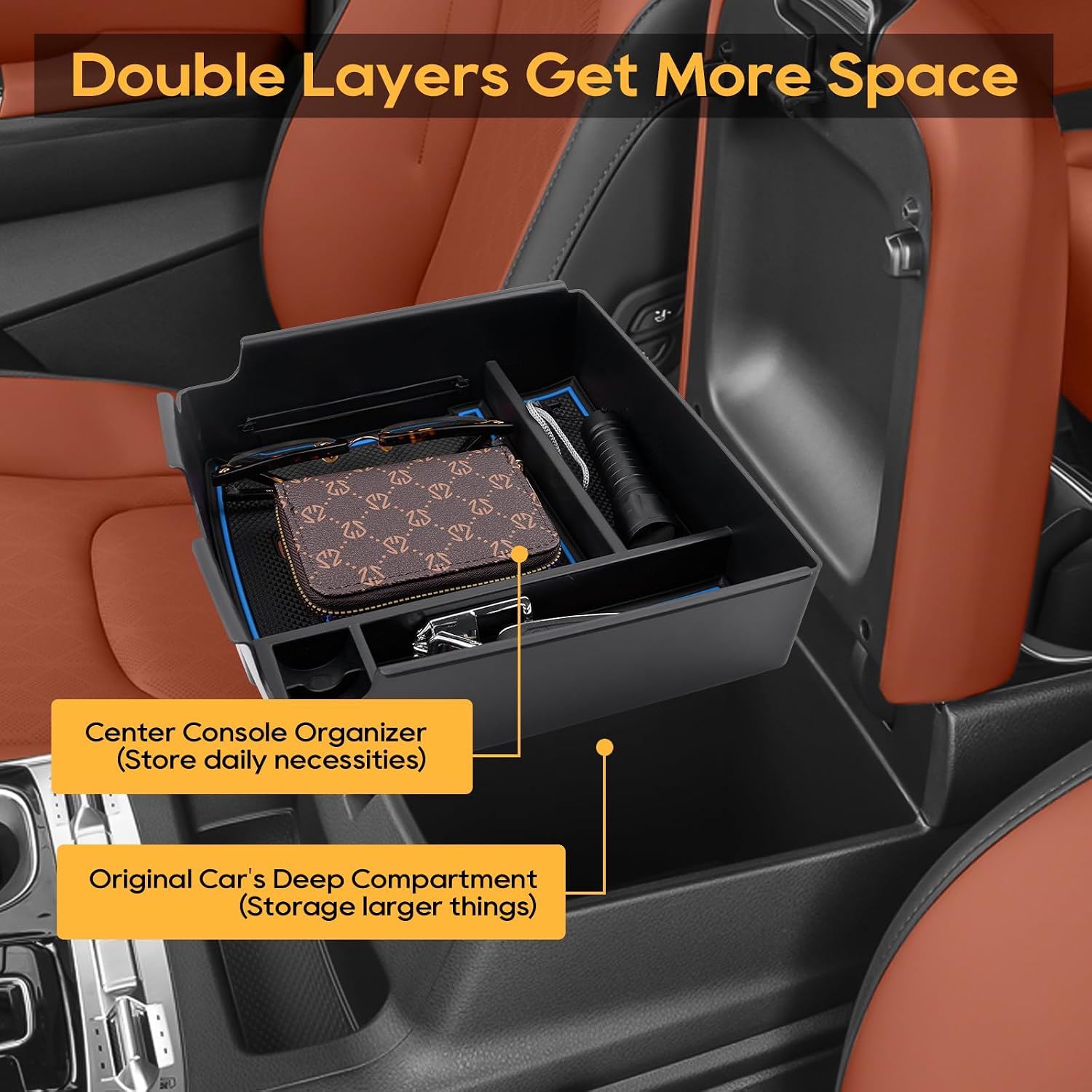 LFOTPP Carnival Carnival Center Console Organizer for 2022 2023 2024 2025 2026 Carnival (Carnival LX/EX/SX/SX Prestige) MPV Console Tray for 2022-2026 Carnival Accessories SUV Armrest Tray (Blue)