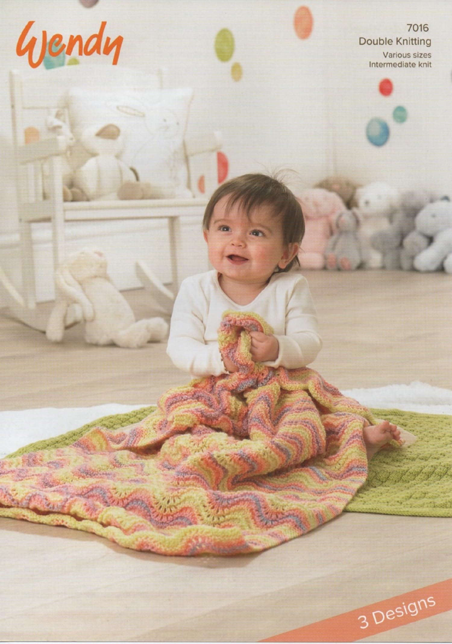 Wendy Multicolor Peter Pan Intermediate Knitting Pattern Various Double Knit Blankets 7016