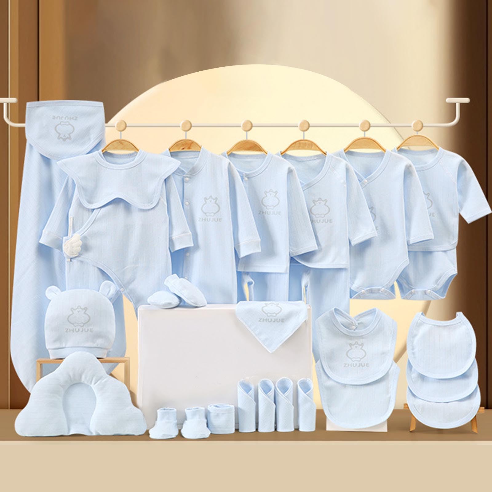 Ropa de bebé recién nacido, 28 piezas de mamelucos esenciales de un mes de edad, regalos de ducha de cien días para bebés prematuros para todas las estaciones, 0-6 meses