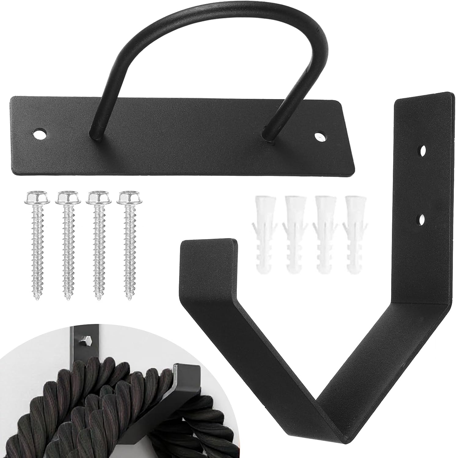 Battle Rope Wall Mount Kit, Heavy Duty Steel Anchor and Storage Hook for 30-50 Feet,1″-2.5″ Ropes, Black
