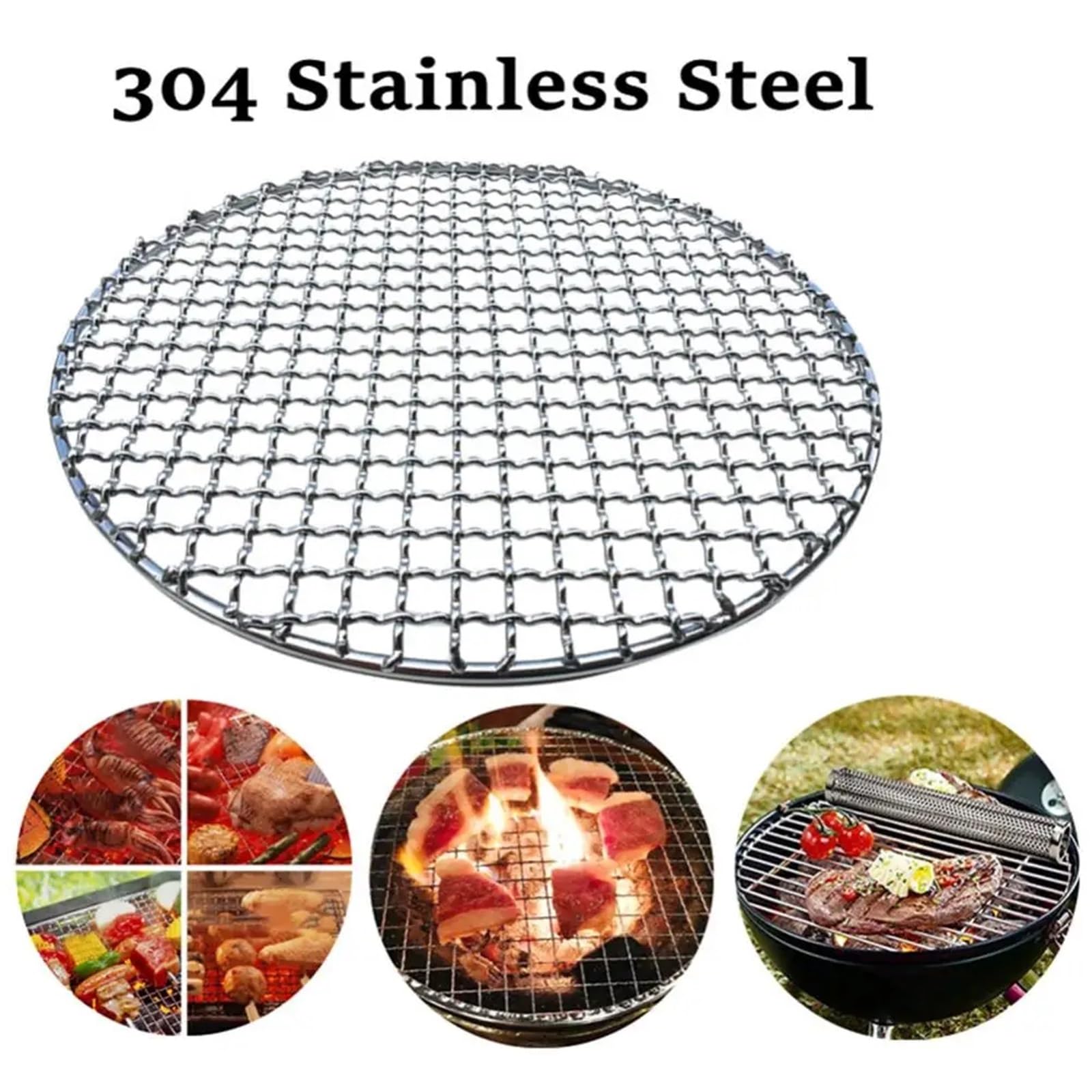 Siatka do grilla BBQ ze stali nierdzewnej, okrągła, 15-38 cm(28cm)