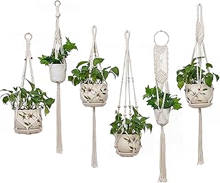 Oenothera 6 Pieces Plant Hanger Indoor, Macrame Plant Hanger, Cotton Rope Macrame Plant Hanger, for Indoor Outdoor Balcony Decoration