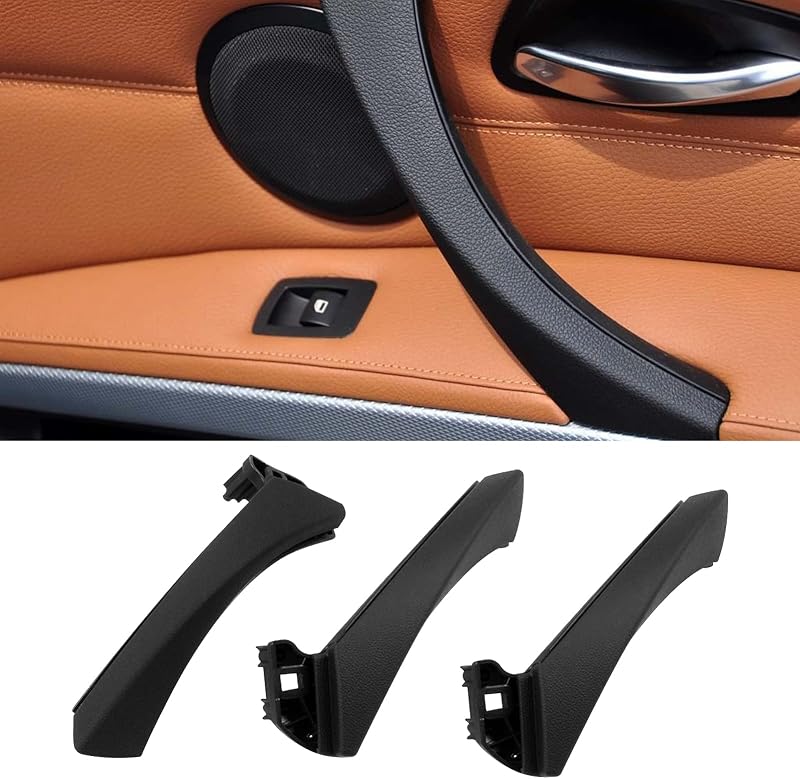 Puxador interno de porta Jaronx para BMW Série 3 E90 E91 E92 E93 preto – Kit com 3 unidades