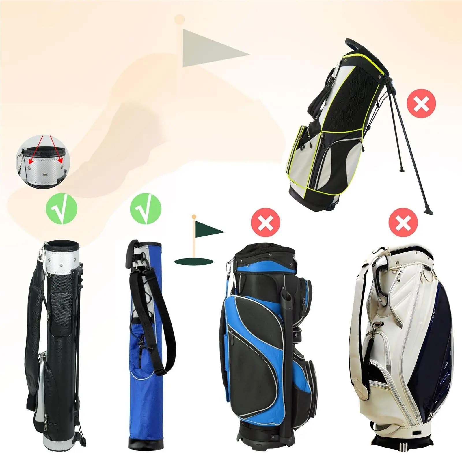 Abdeckung Golfbag Golf-Standbag, Regenschutz, Kapuze, faltbar, Club-Schutzhülle for Platz, Reisen, Driving Range