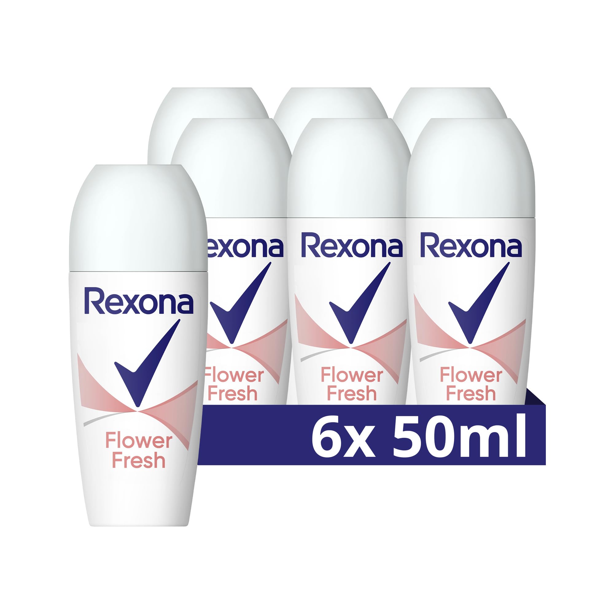 Rexona Deo Roll-On Flower Fresh 0% Aluminiumsalze Deodorant mit 48 Stunden Schutz vor Körpergeruch 6x 50 ml