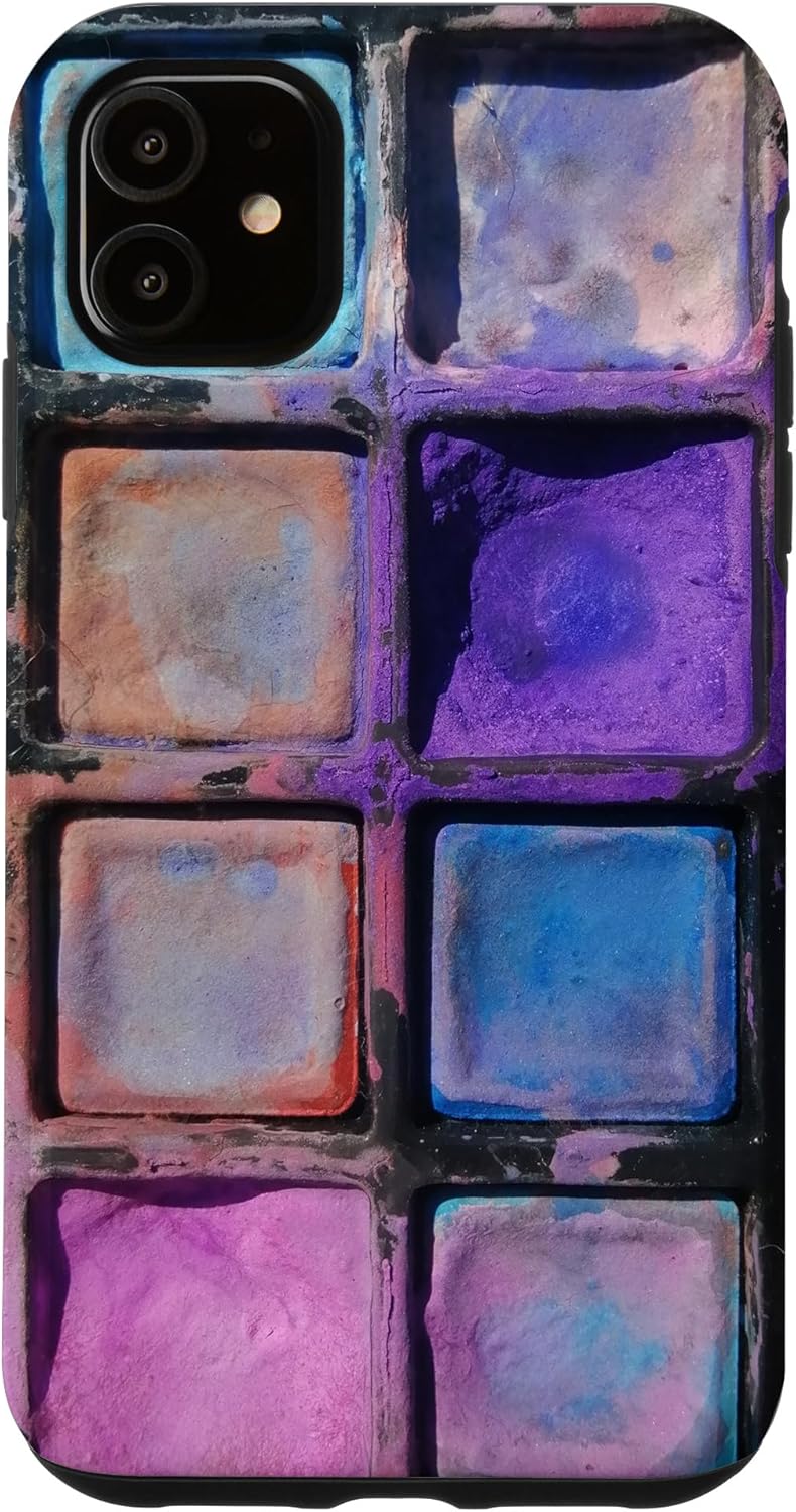 Watercolor Palette Purple Pink Blue Paint Art Box Case for iPhone 14