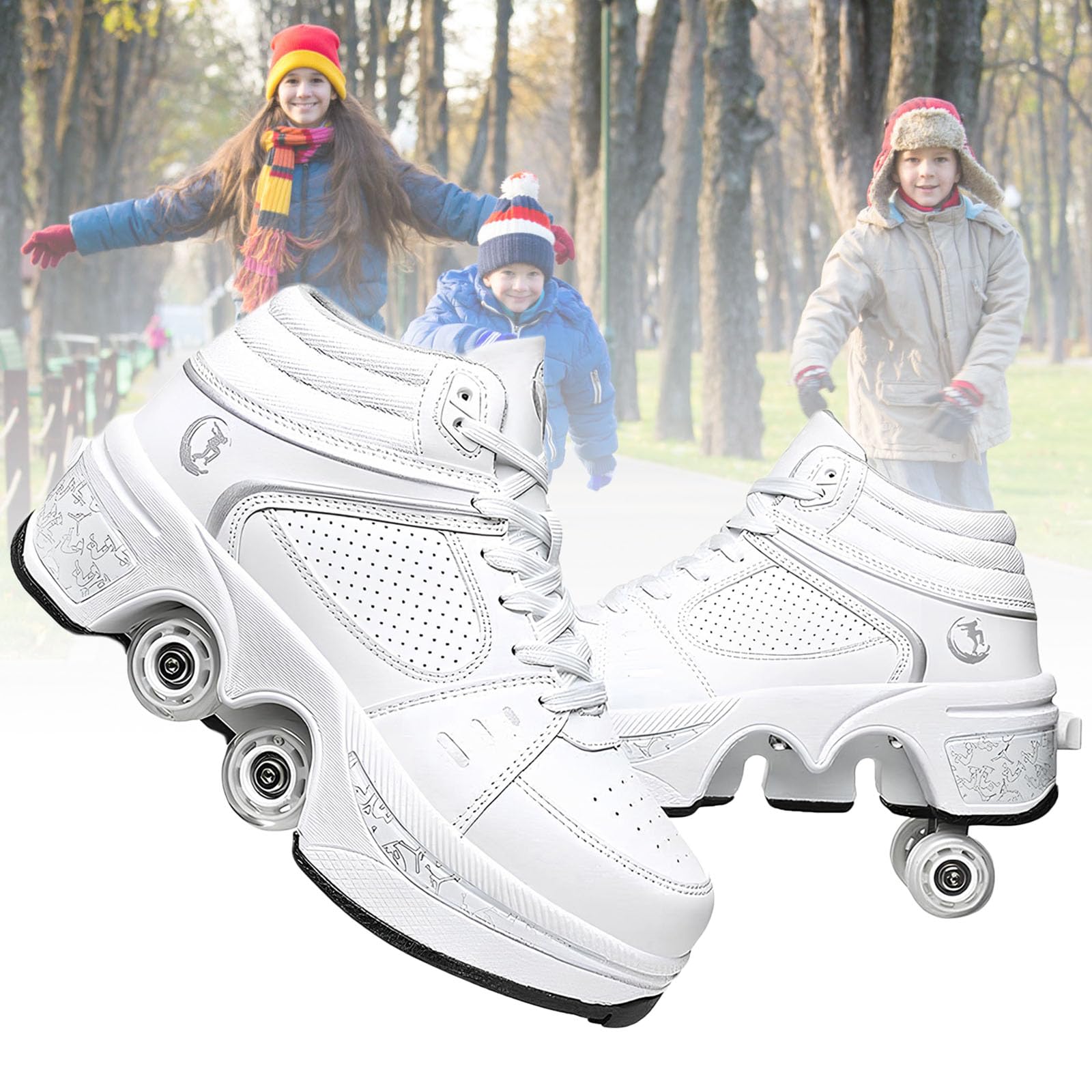 TOME. SKATES Scarpe con Rotelle per bambine, Pattini a Rotelle per bambini e Sneakers 2 in 1, Pattini a 4 Ruote deformati per bambino come regali di Natale e compleanno