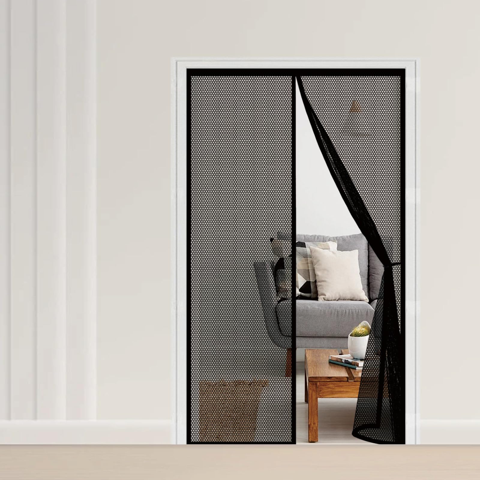 Rideau moustiquaire aimanté de 102 x 234 cm avec montage facile sans percer