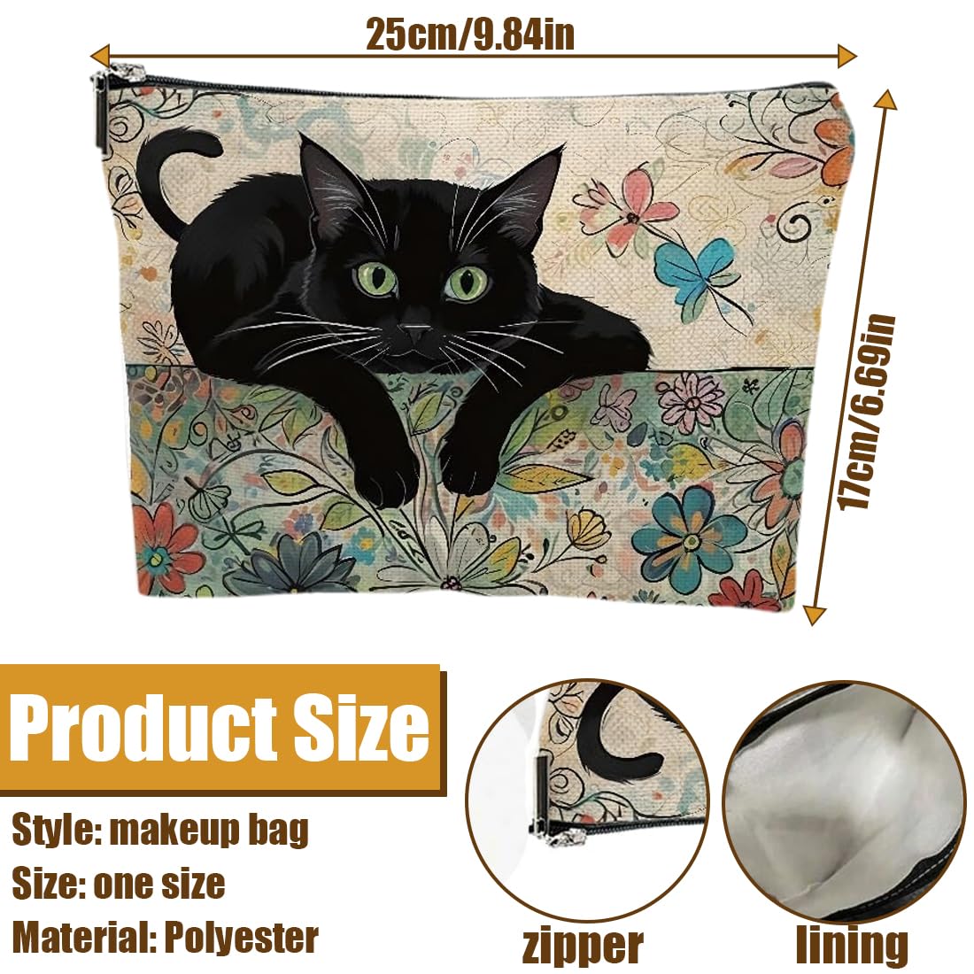 Beauty Case da Viaggio, Borsa da Toilette da Viaggio, Borsa Cosmetica per Gatt, Borsa per Cosmetici, Pochette Donna Trucchi, Borse Trucco Floreale per Donne Ragazze (A)